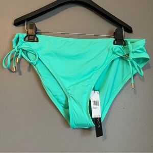 NWT La Blanca Sz 14 Women’s Teal Seagram Bikini Bottom Gold HW Swimsuit Ret $61